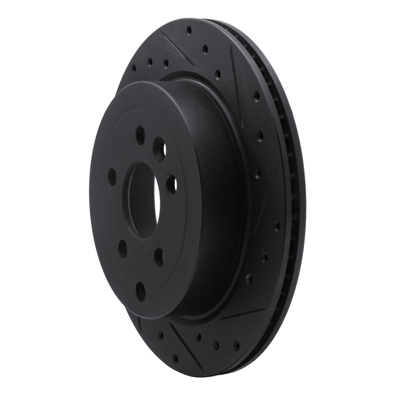 Land Rover LR2 Brake Rotor (1) - Rear Right - R1 Concepts - Drilled & Slotted - Black - `08-`12